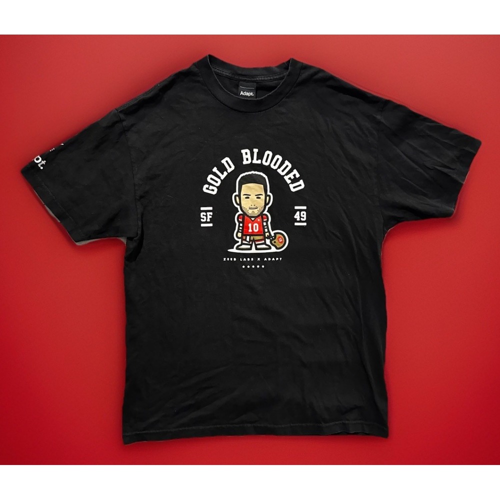 Zeeb Labs x Adapt San Francisco 49ers Shirt Sz L Garoppollo Chibi Gold Blooded
